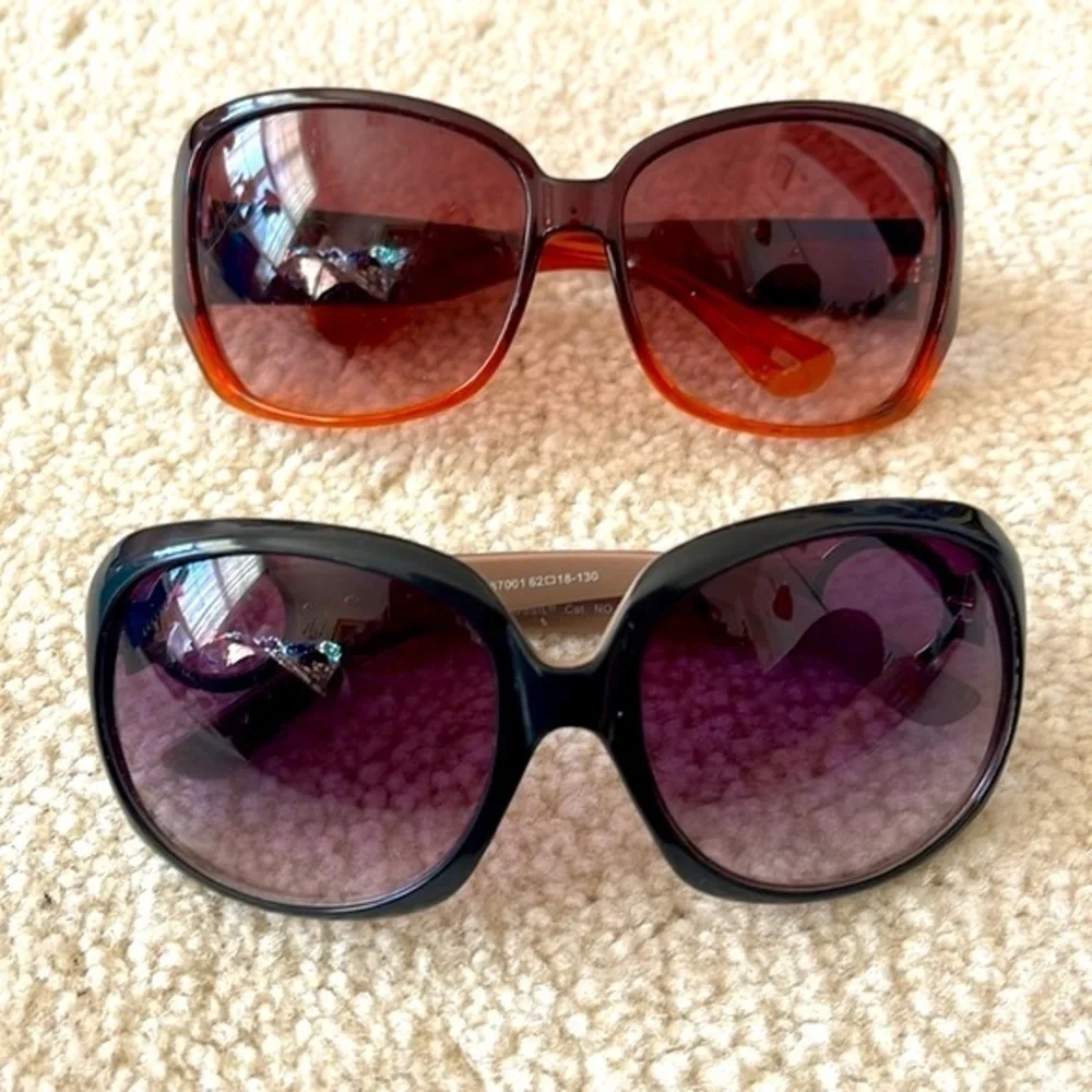 Lot of Six Pairs of Fossil Sunglasses Vintage Y2K Embellished Tortoise Polarized
